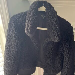 Zara Cropped Sherpa Bomber Jacket Size XS